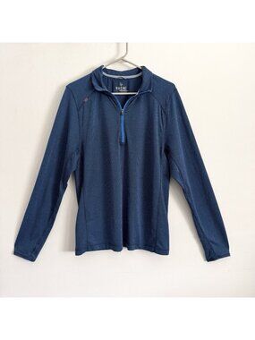 Rhone Blue Textured 1/4 Zip Pullover Long Sleeve Golf Shirt Men’s Size Medium